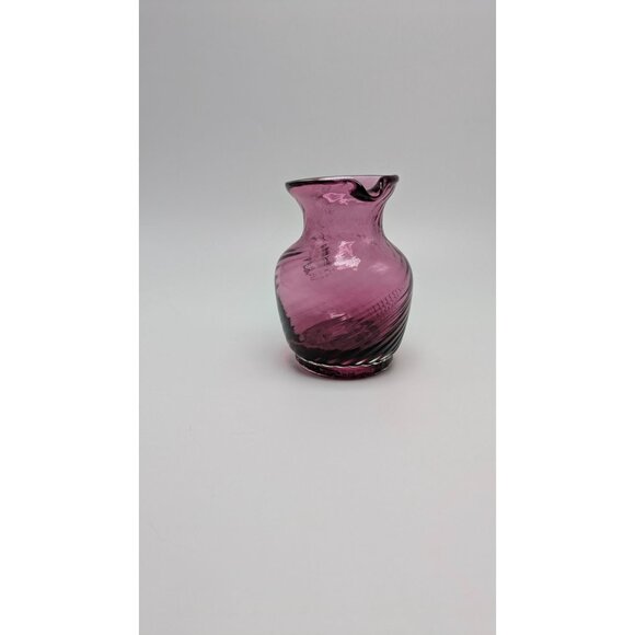 Pilgrim Glass Cranberry Hand Blown Twisted Ribbed Art Glass Pitcher Creamer - Picture 2 of 9